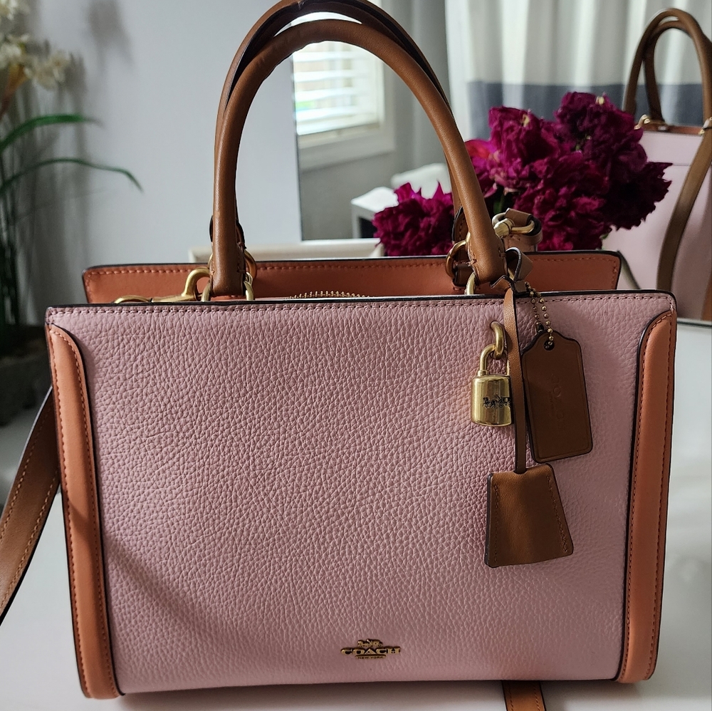 COACH Pink Carryall Anti-theft Color Block-All Genuine Leather Used 2 times